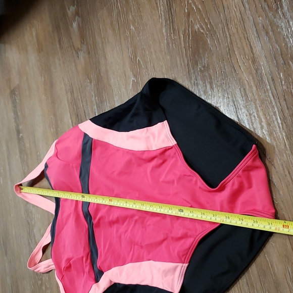 (XL) Bright Coral One Piece Swimsuit Beach Summer Swim Color Block Performance - Picture 8 of 8
